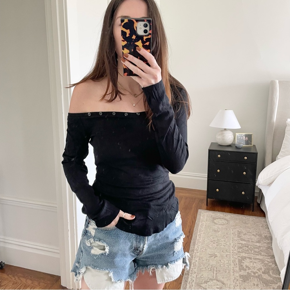 The Range Off the Shoulder Silky Long Sleeve tee